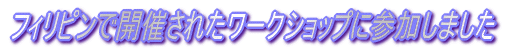 フィリピンで開催されたワークショップに参加しました