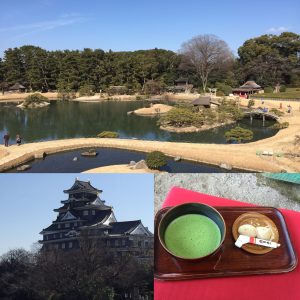 Korakuen(up), Okayama castle(left), kibidango(right)